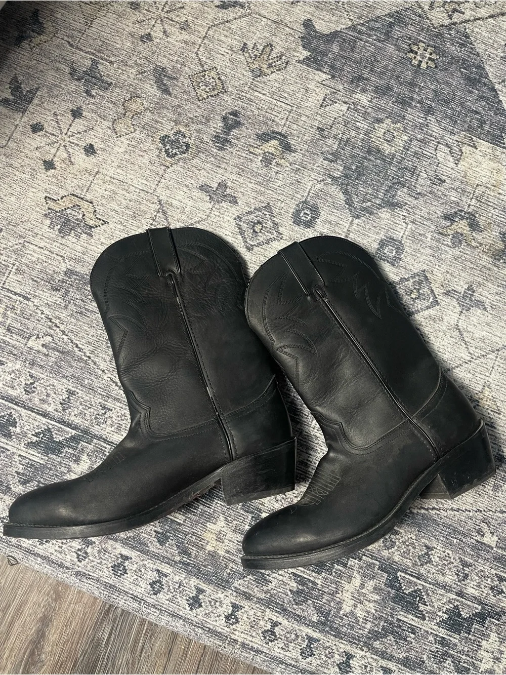 Durango | Men’s Western Oiled Black Leather Cowboy Boot Stitched Pull Tab 9.5EE